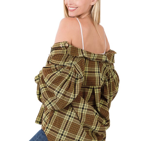 Plaid Buttoned Down Shirt for Women -  check dress shirt Tuck it or UnTuck it - Picture 4 of 10
